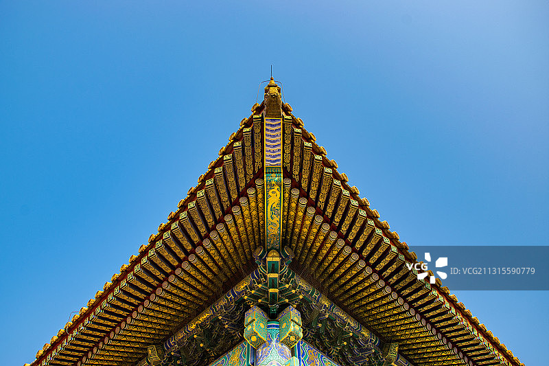 故宫屋檐屋脊蓝天图片素材