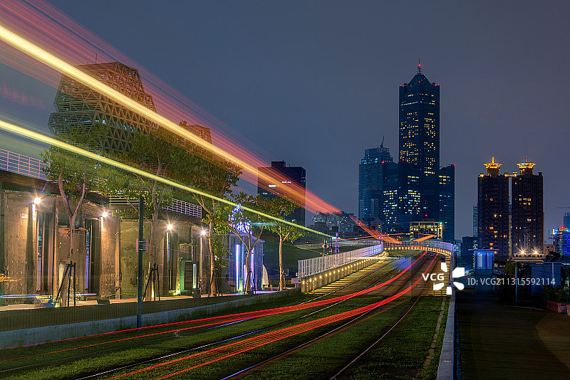 台湾高雄城市风光夜景图片素材
