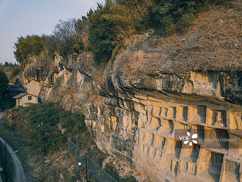 广元观音崖摩崖造像图片素材