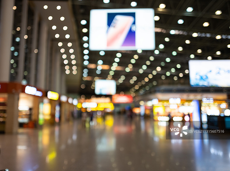 虚化效果的机场候机厅内景图片素材