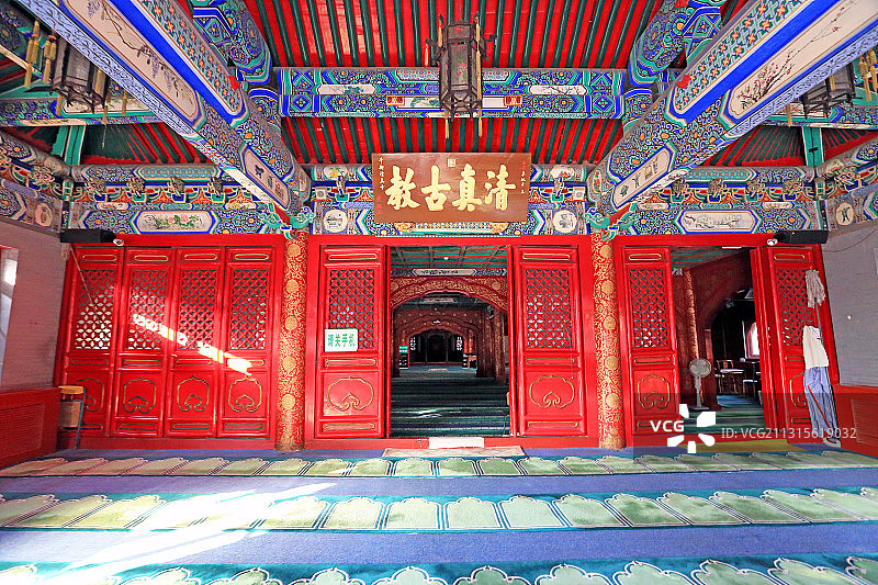 北京牛街礼拜寺礼拜大殿“清真古教”门图片素材