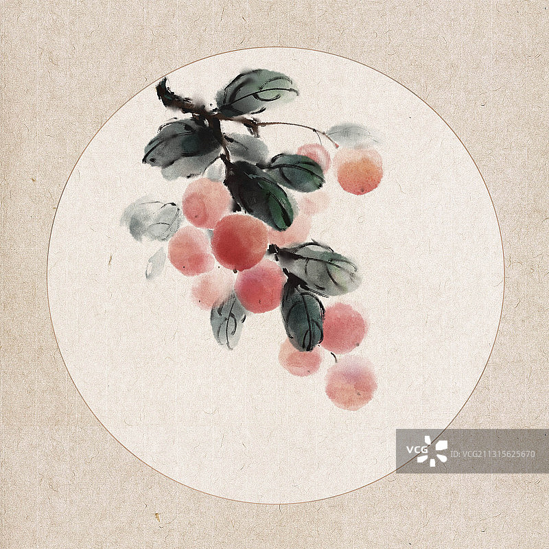 中国风古风水墨写意水果插画 ——樱桃图片素材