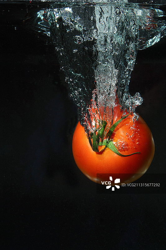 番茄落入水中图片素材