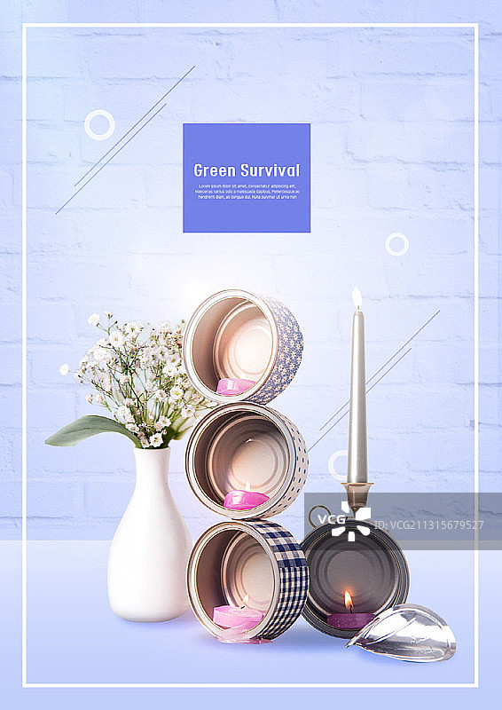 用锡罐升级改造的烛台图片素材