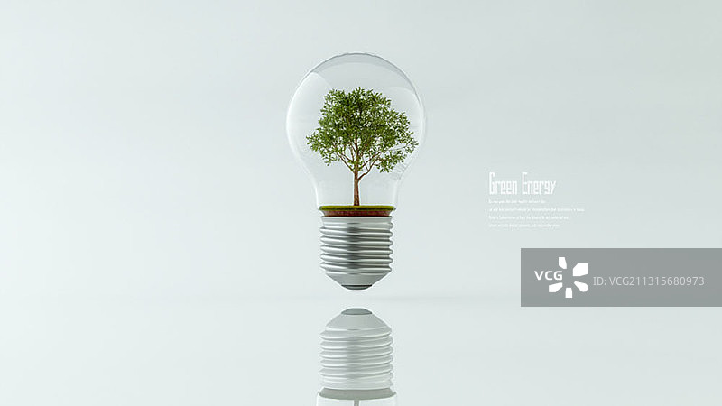 树木造型灯泡的3D渲染图片素材