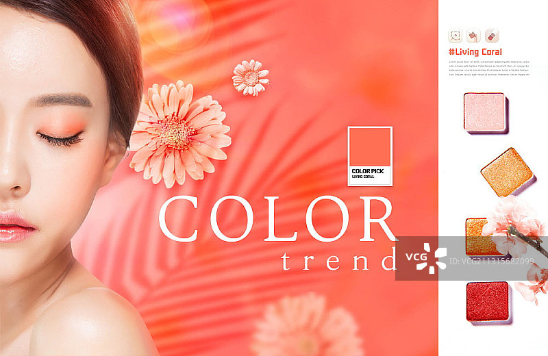 带有年轻亚洲模特的色彩趋势合成图图片素材
