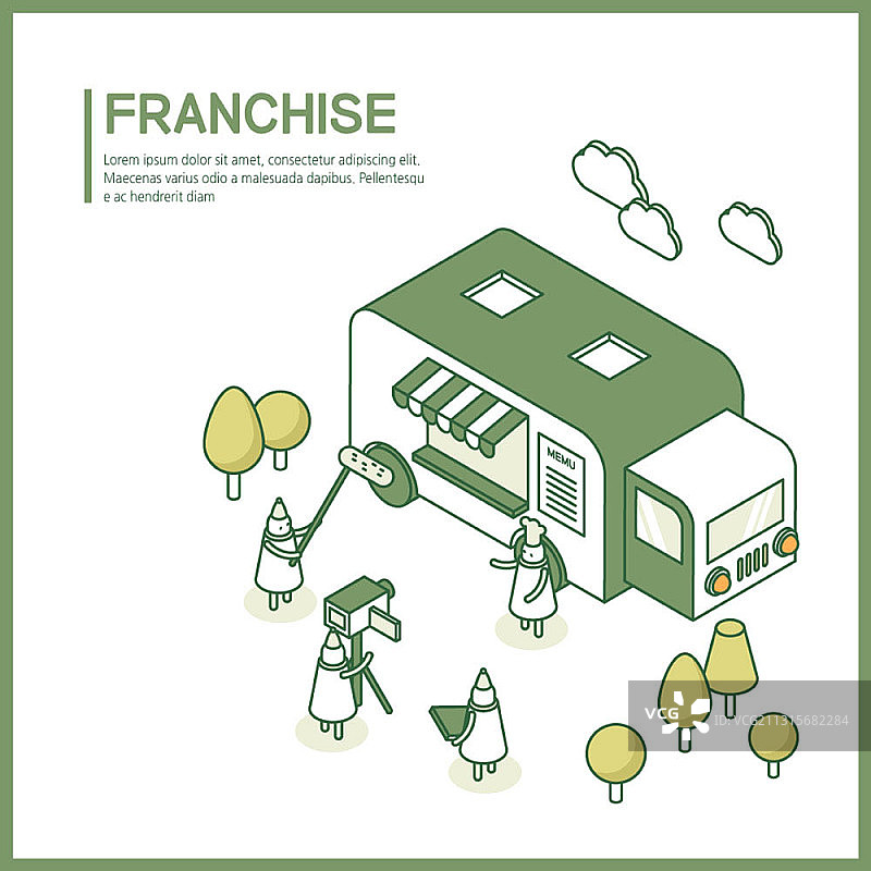 拍摄餐车的特许经营主题矢量插画图片素材