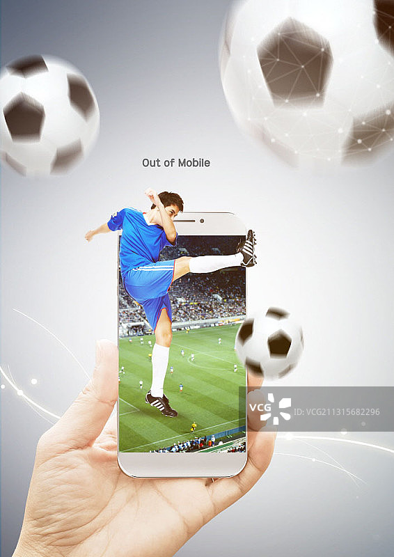 手持手机足球运动员图片素材