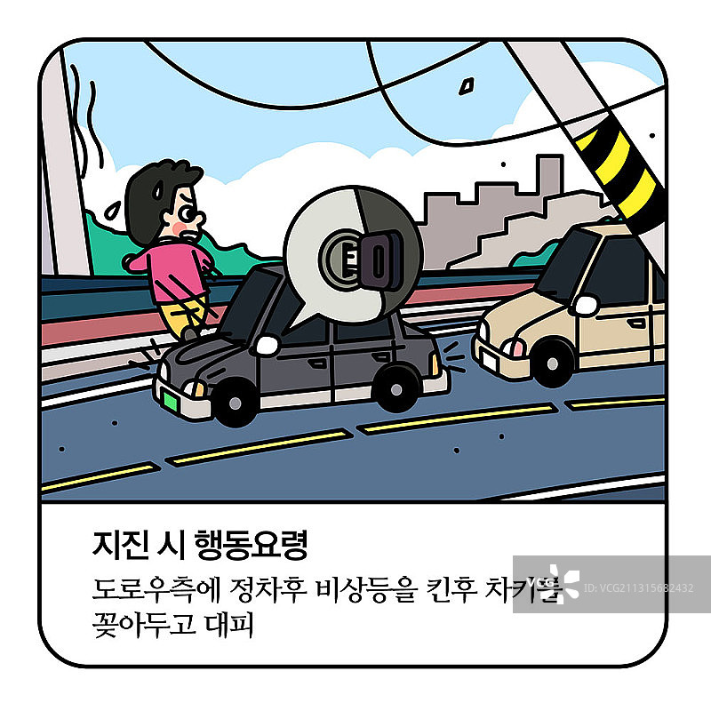 自然灾害主题：路边车辆疏散场景矢量素材图片素材