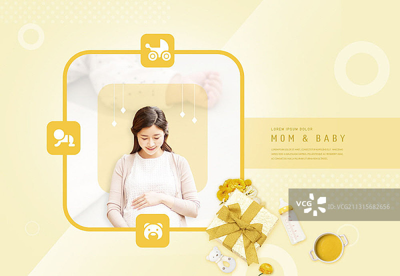 孕妇触摸腹部的合成图像图片素材