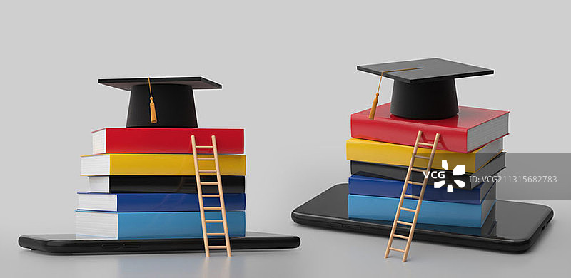 3D渲染：与在线教育相关的元素图片素材