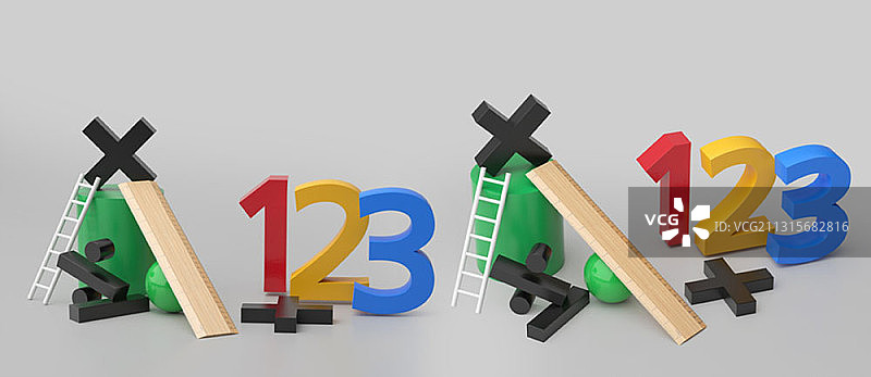 3D渲染：数字算术和数学图片素材