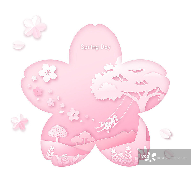 公园荡秋千的女人插画图片素材