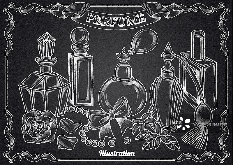 香水粉笔画插图图片素材