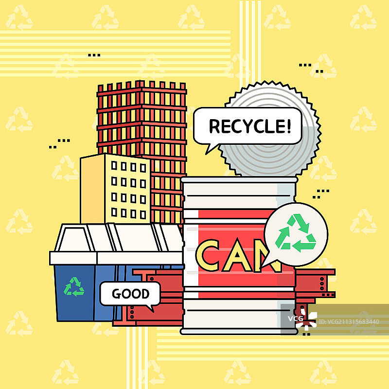 回收钢铁绿色主题活动矢量插画图片素材