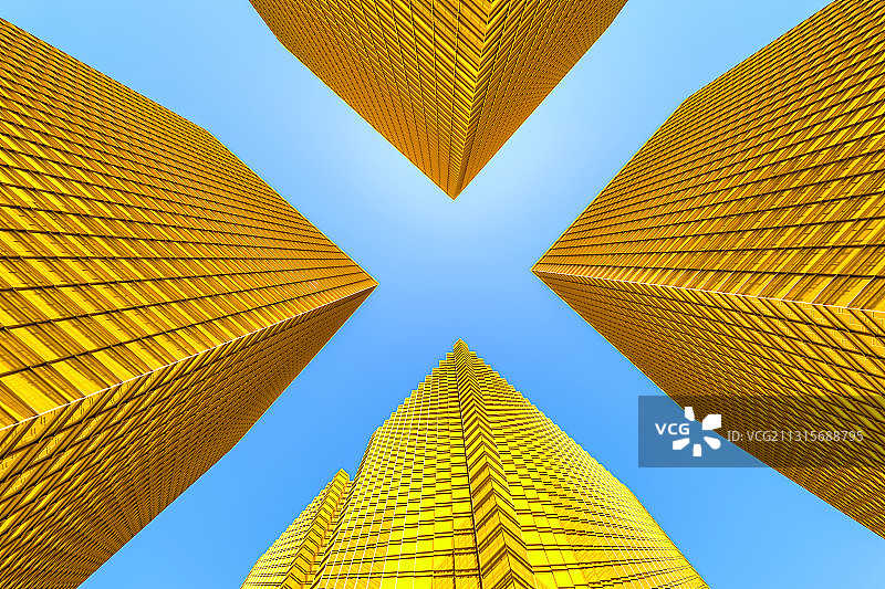 黄金色摩天大楼图片素材