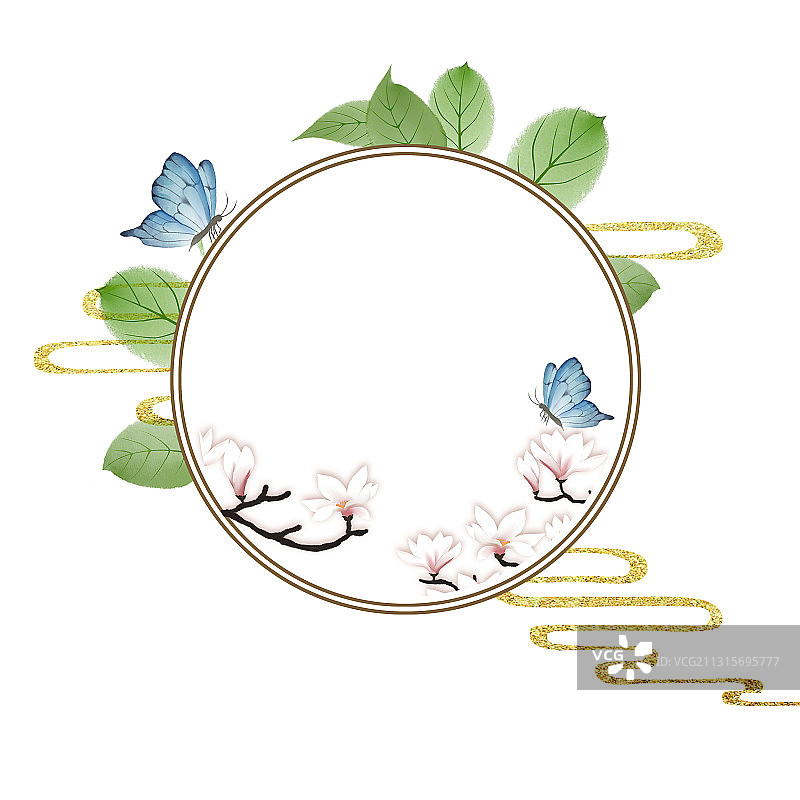 春分节气中国风圆形边框图片素材