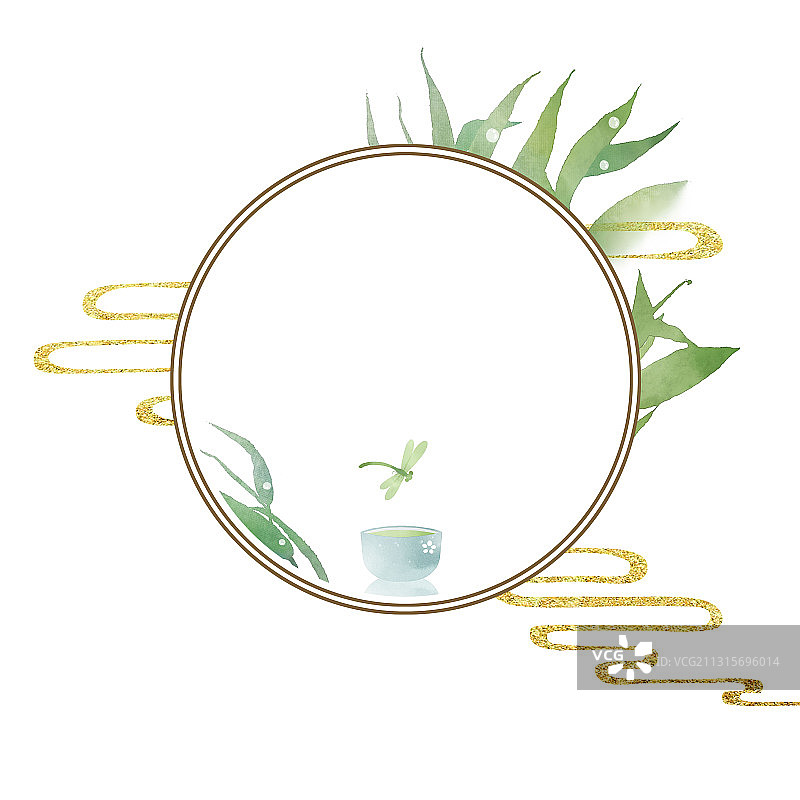 小暑节气中国风圆形边框图片素材