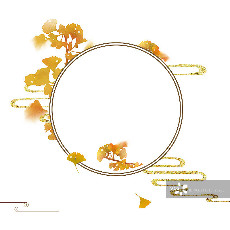 秋分节气中国风圆形边框图片素材