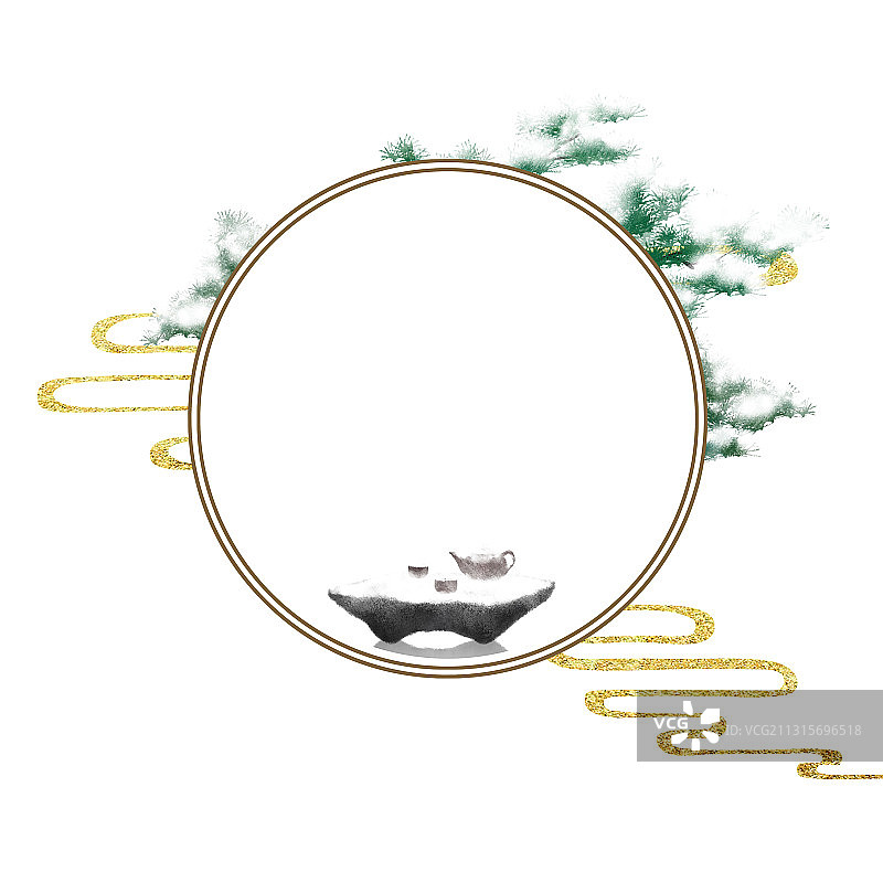 小寒节气中国风圆形边框图片素材