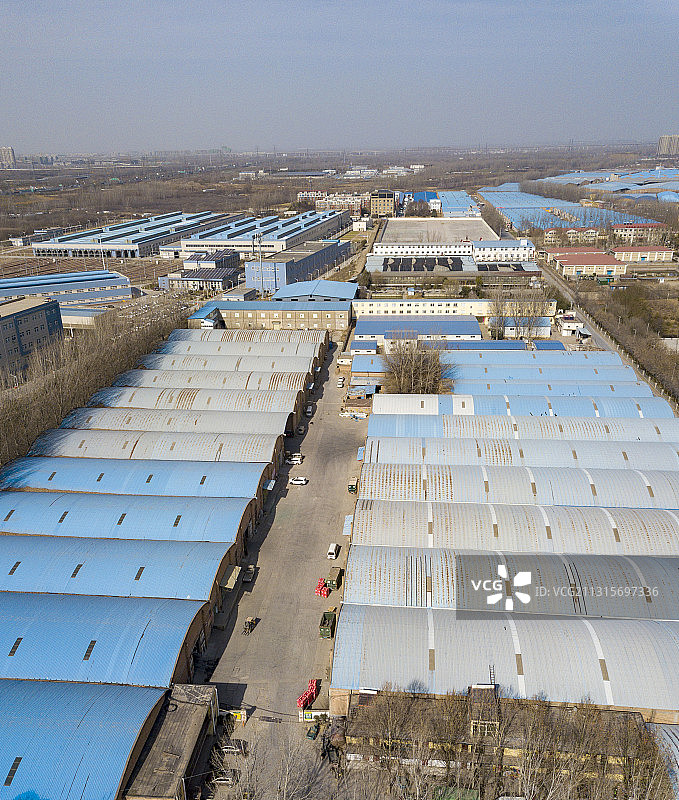 河南省郑州市郑东新区中牟县物流园仓库航拍图片素材