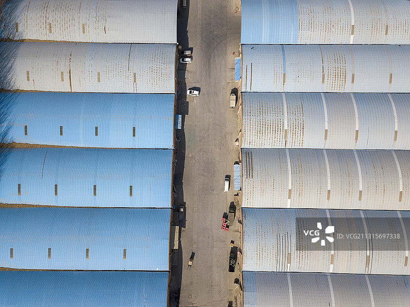 河南省郑州市郑东新区中牟县物流园仓库航拍图片素材