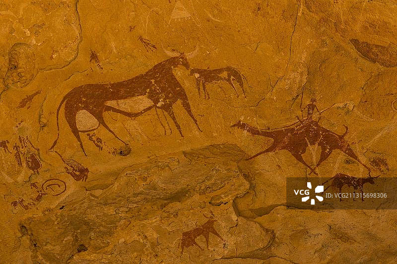 联合国教科文组织世界遗产恩内迪高原的岩画图片素材