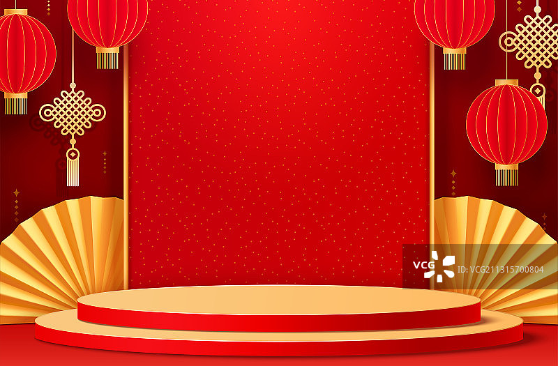 剪纸风年货节舞台背景图片素材