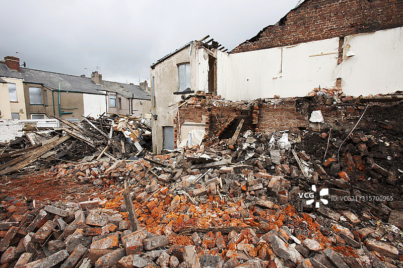 英国坎布里亚郡巴罗因弗内斯被拆毁的房屋图片素材