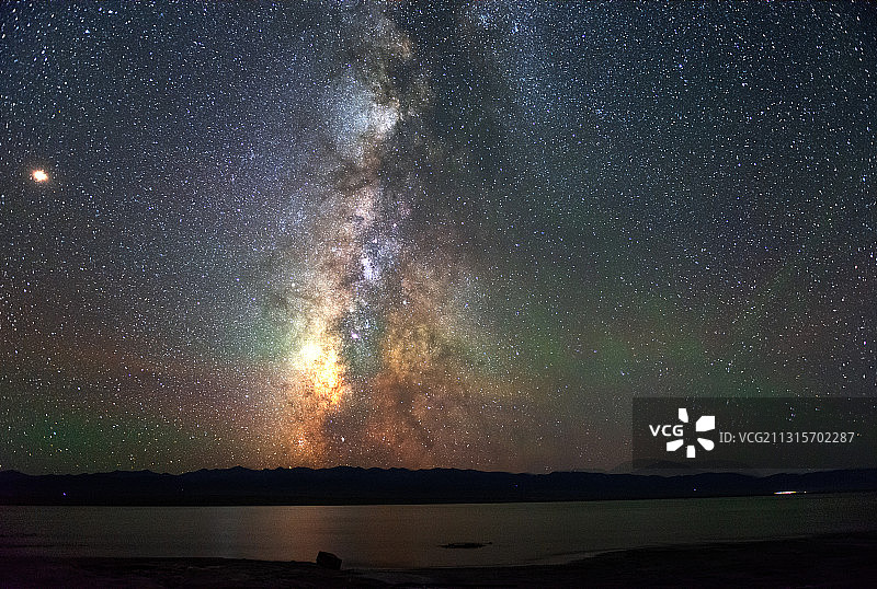 银河 青海茶卡盐湖图片素材