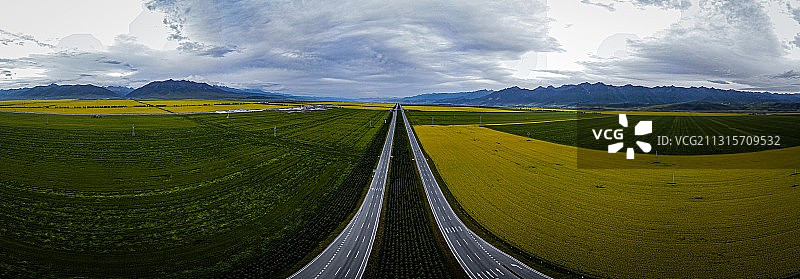 公路与油菜花图片素材