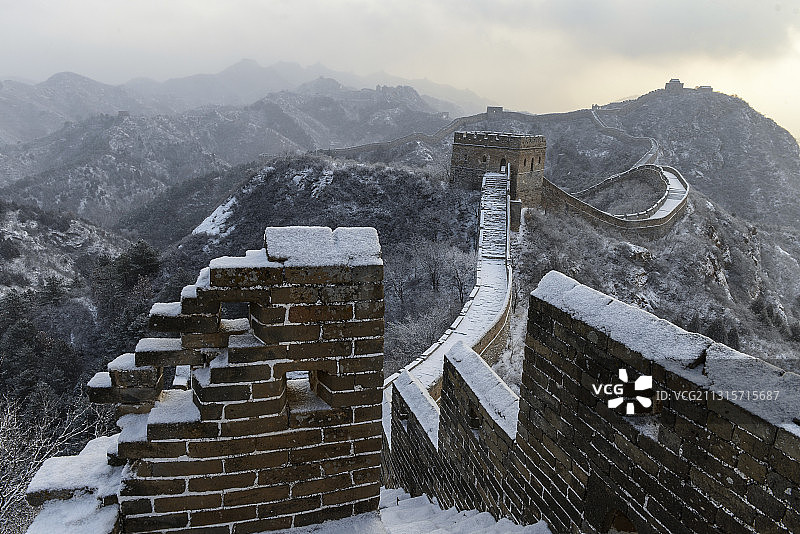 金山岭长城冬雪图片素材