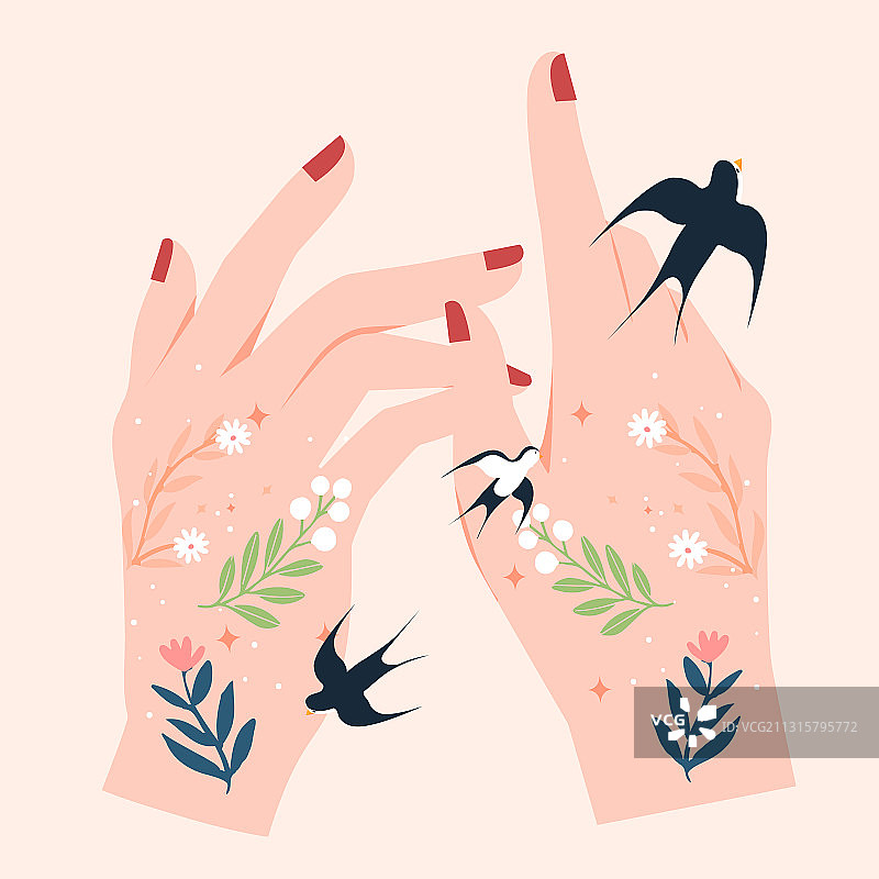 卡通春季春天雨水春分植物花卉节气节日少女妇女节电商矢量插画图片素材