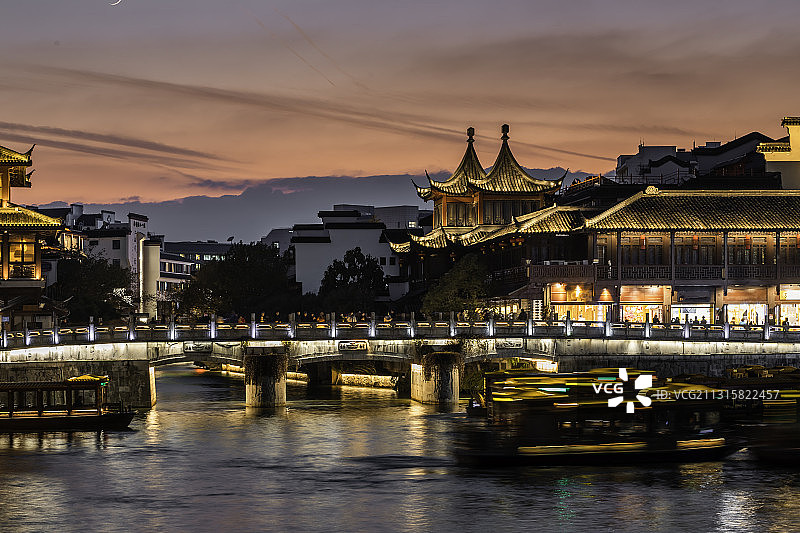 夫子庙文德桥夜景图片素材