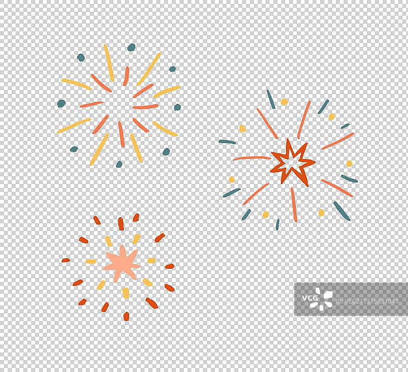 彩色焰火烟花插画图片素材