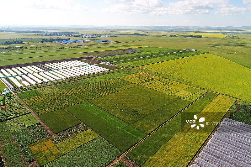 航拍呼伦贝尔农业产业园田园风光图片素材