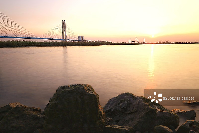 蕉门水道日落图片素材