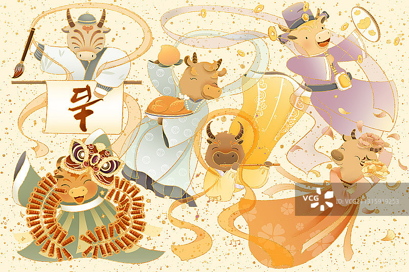 牛年春节年画图片素材