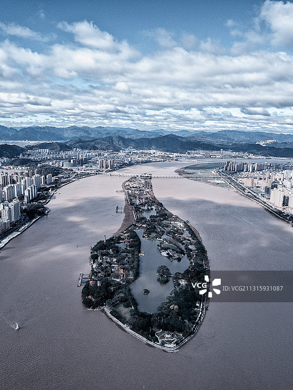 温州江心屿航拍图片素材