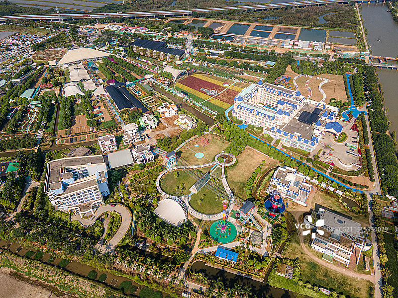 航拍广州市南沙区百万葵园景区图片素材