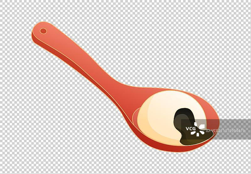 勺子芝麻汤圆插画图片素材