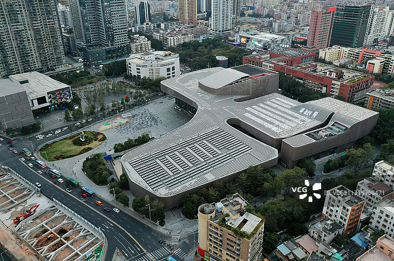 广东省深圳市南山区文体中心航拍图片素材