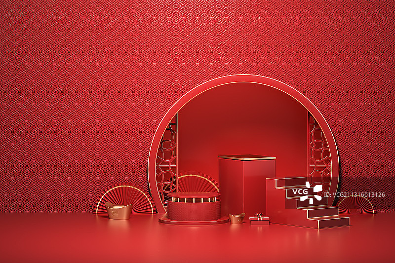 中国元素春节节日背景，三维图形图片素材