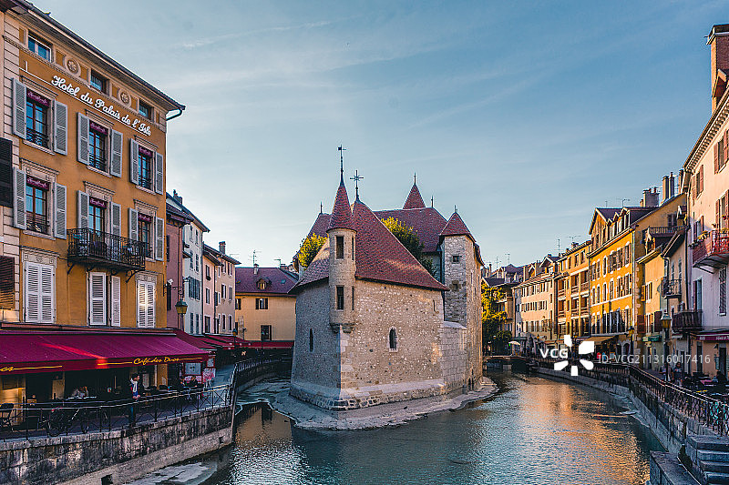 法国，安纳西，小镇，古城，日落图片素材