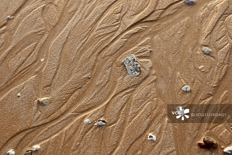 潮水退后的沙滩画图片素材