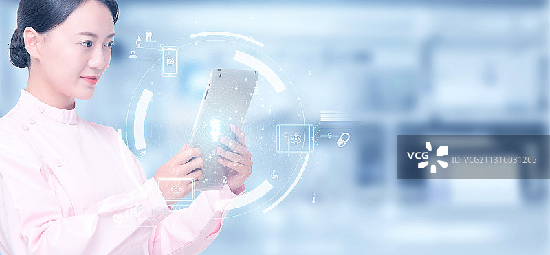 亚洲医生与医疗技术智能网络概念图图片素材