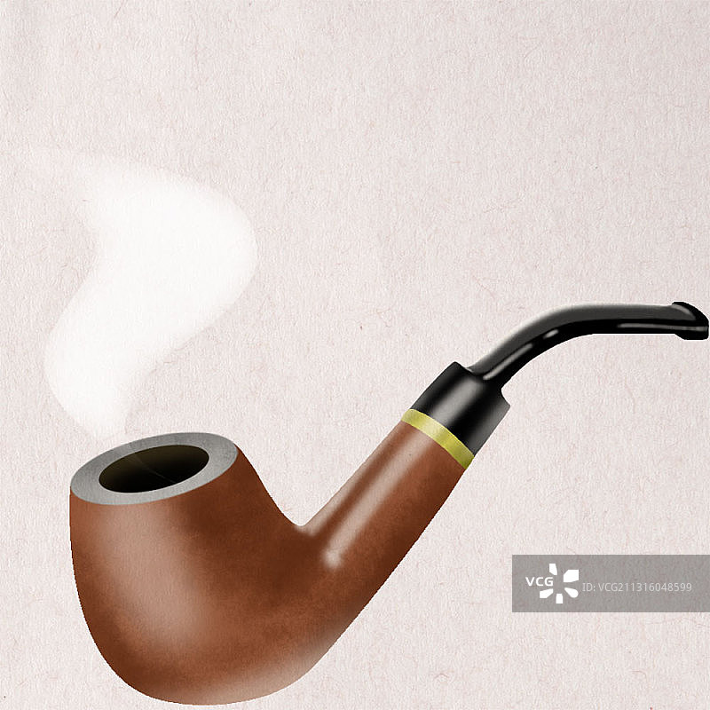 古董男士烟斗烟草烟雾手绘仿真复古民国风psd设计元素图片素材