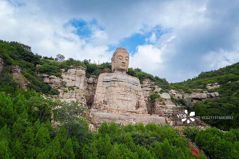 太原蒙山大佛航拍图片素材