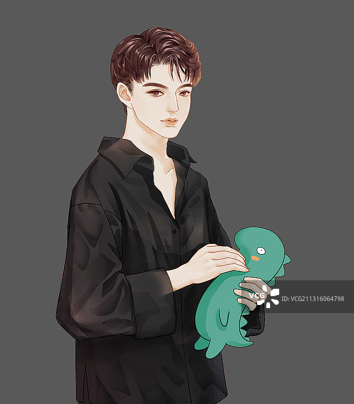 暖男抱玩偶图片素材