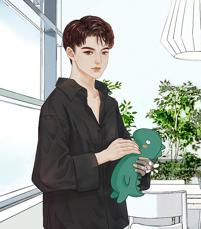 暖男抱玩偶图片素材